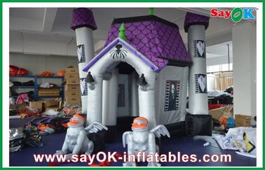 एलईडी रोशनी के साथ हेलोवीन क्रिप्टिक घोस्ट कैसल हाउस Inflatable अवकाश सजावट