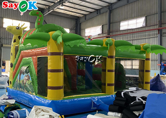 चिड़ियाघर थीम्ड inflatable बाउंस हाउस बच्चों के खेल का मैदान पानी स्लाइड