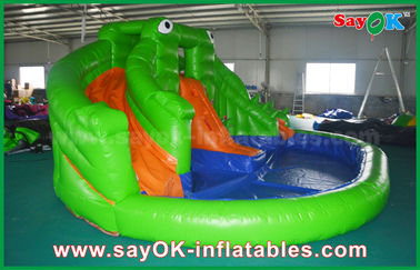 स्लाइड के साथ inflatable बाउंस हाउस पीवीसी ग्रीष्मकालीन inflatable बाउंसर स्लाइड बाहर मेंढक प्रिंट के साथ पानी स्लाइड