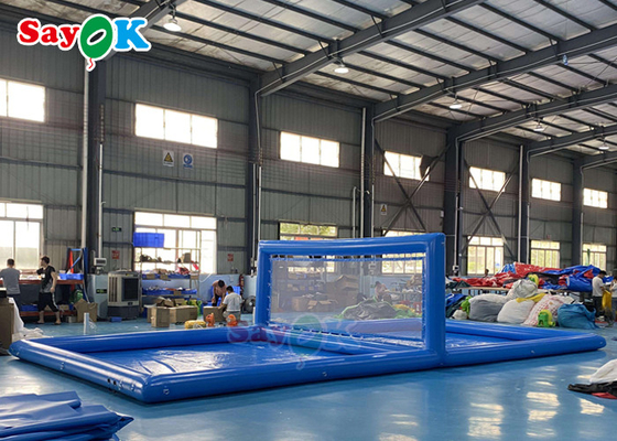 वयस्क खेल विशाल inflatable वॉलीबॉल कोर्ट पूल के साथ नेट रेशम मुद्रण inflatable पानी के खिलौने बच्चों के लिए