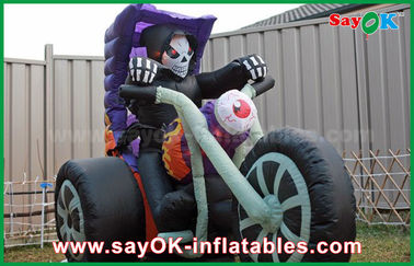 ब्लैक ऑक्सफोर्ड क्लॉथ हेलोवीन यार्ड Inflatable सजावट मोटरसाइकिल Inflatable आकार
