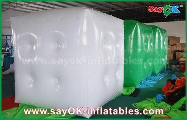लोगो प्रिंट के साथ विज्ञापन व्हाइट ग्रीन Inflatable गुब्बारा / घन हीलियम गुब्बारा