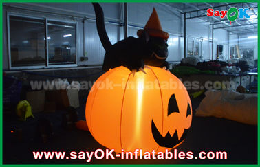 टिकाऊ हेलोवीन Inflatable छुट्टी सजावट एलईडी प्रकाश के साथ कद्दू बिल्ली