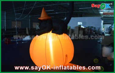 टिकाऊ हेलोवीन Inflatable छुट्टी सजावट एलईडी प्रकाश के साथ कद्दू बिल्ली