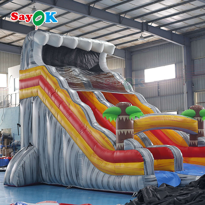 गीला सूखा inflatable स्लाइड आग retardant inflatable बाउंसर स्लाइड 9x3.4x5.5m खेल के मैदान के लिए