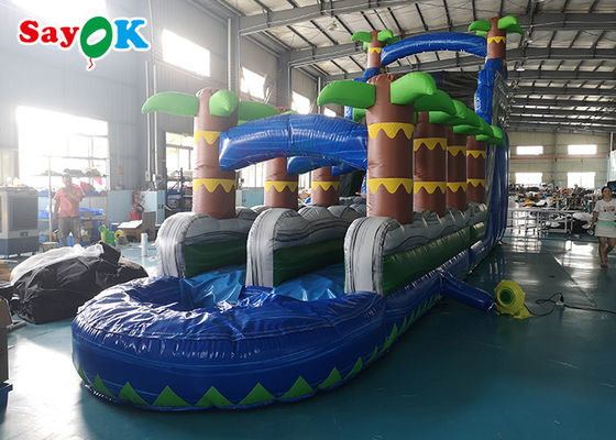 विशाल उछल स्लाइड OEM मजेदार ब्लास्ट अप पाम ट्री वाटर स्लाइड Inflatable Jumpers Inflatable Bounce House With Slide