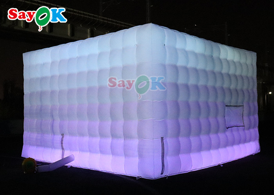कस्टम पोर्टेबल ब्लैक inflatable घन तम्बू नाइट क्लब पार्टी बार तम्बू एलईडी प्रकाश व्यवस्था के साथ inflatable लॉन तम्बू