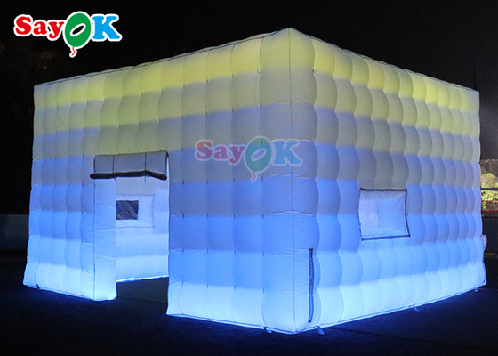 कस्टम पोर्टेबल ब्लैक inflatable घन तम्बू नाइट क्लब पार्टी बार तम्बू एलईडी प्रकाश व्यवस्था के साथ inflatable लॉन तम्बू
