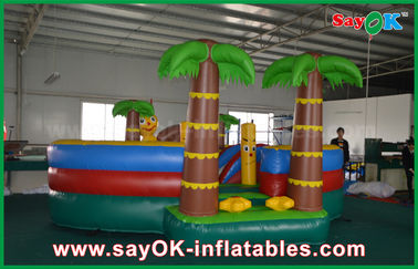 बाउंसर 0.55 मिमी पीवीसी टारपॉलिन बच्चों के लिए बाउंसर स्लाइड / पूल के साथ नारियल पेड़ विरोधी यूवी