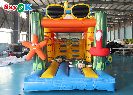 वाणिज्यिक inflatable स्लाइड महासागर थीम inflatable सूखी स्लाइड बच्चे बच्चे रॉक क्लाइम्बिंग स्लाइड