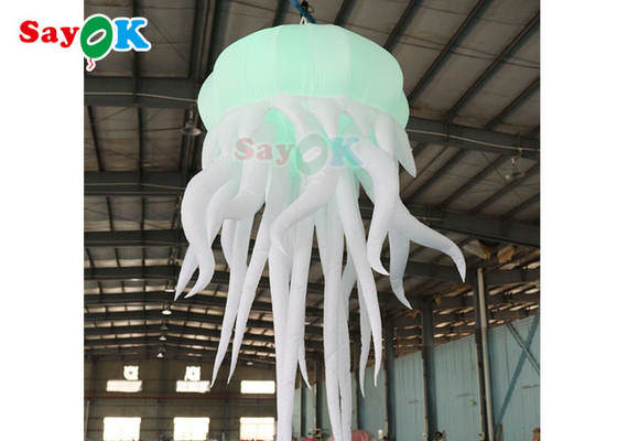 कॉस्टयूम इन्फ्लैटेबल जेलिफ़िश गुब्बारा कठपुतली एलईडी लाइट हैंगिंग इन्फ्लैटेबल एलईडी ऑक्टोपस गुब्बारे के साथ
