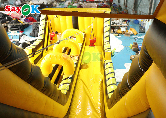Inflatable Dry Slide Commercial Wave Ropeway Games Inflatable Zip Line Slide कॉम्बो लोगो प्रिंटिंग