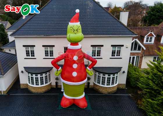 30ft ग्रिंच inflatable कार्टून पात्रों ग्रीन राक्षस क्रिसमस टोपी घरेलू inflatable खड़े सजावट