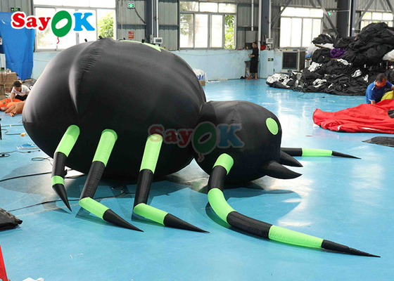 फांसी भयानक inflatable मकड़ी हेलोवीन सजावट काले और हरे रंग के