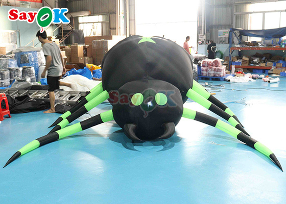 फांसी भयानक inflatable मकड़ी हेलोवीन सजावट काले और हरे रंग के