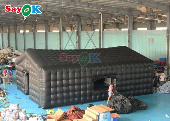 पीवीसी inflatable घन पार्टी तम्बू वाणिज्यिक काले डिस्को प्रकाश मोबाइल नाइट क्लब तम्बू निर्मित - स्क्रीन में