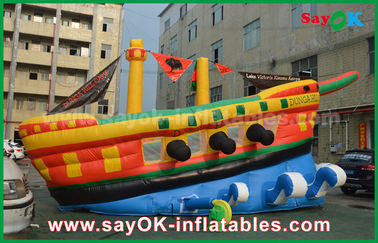 पीला / लाल / नीला Inflatable समुद्री डाकू जहाज वाणिज्यिक विज्ञापन कैसल बाउंस हाउस