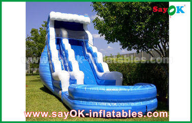 आउटडोर inflatable स्लाइड Funny / Safety PVC Tarpaulin Inflatable Bouncer Slide खेल के लिए पीला / नीला रंग