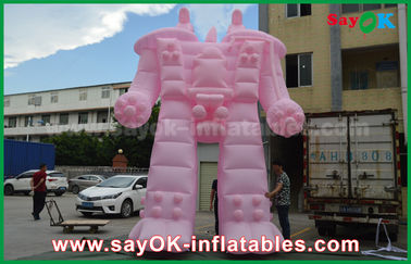 गुलाबी ऑक्सफोर्ड क्लॉथ / पीवीसी Inflatable रोबोट बाहर विज्ञापन उत्पादों के लिए