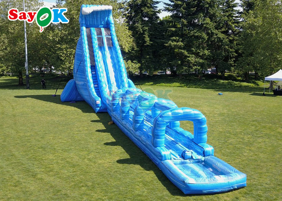 100 फीट लंबा फुलाया जाने वाला वाटर स्लाइड पार्क बड़े वाणिज्यिक पूल के साथ फुलाया जाने वाला वाटर स्लाइड