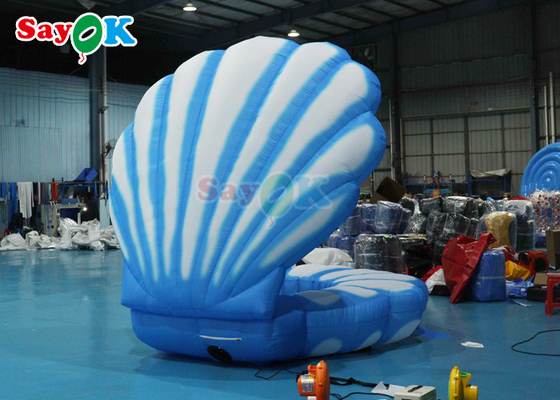 नीले और सफेद सागर विशाल inflatable शैल शैल स्टेज सजावट एलईडी के साथ