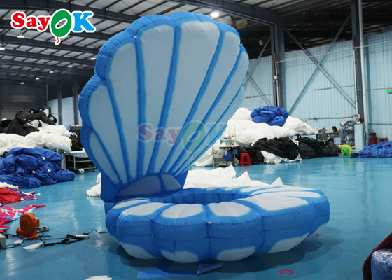 नीले और सफेद सागर विशाल inflatable शैल शैल स्टेज सजावट एलईडी के साथ