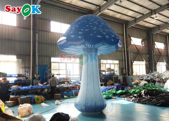 13.1ft पूर्ण मुद्रण inflatable मशरूम एलईडी प्रकाश नीला हवा मशरूम घटना सजावट