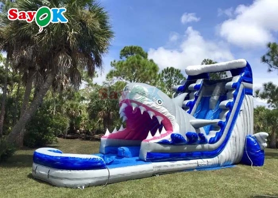 40 फुट मनोरंजन inflatable शार्क डबल स्लाइड बड़े आउटडोर inflatable पानी स्लाइड