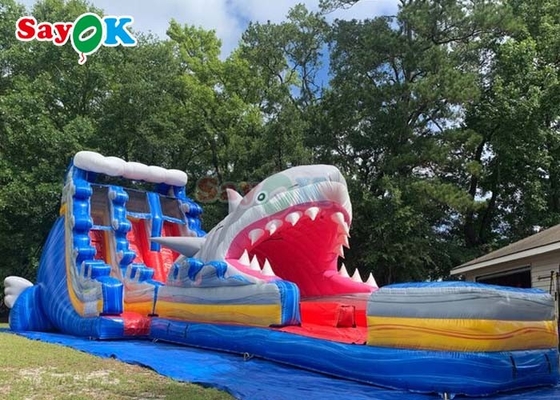 40 फुट मनोरंजन inflatable शार्क डबल स्लाइड बड़े आउटडोर inflatable पानी स्लाइड