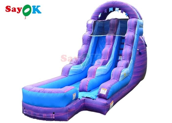 विशाल उद्यान खेल पानी inflatable पानी स्लाइड बैंगनी inflatable डबल स्लाइड