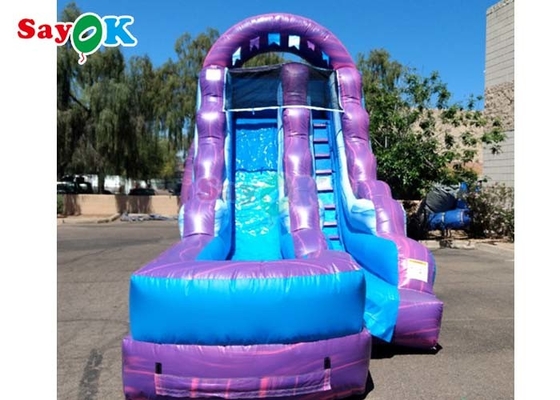 विशाल उद्यान खेल पानी inflatable पानी स्लाइड बैंगनी inflatable डबल स्लाइड