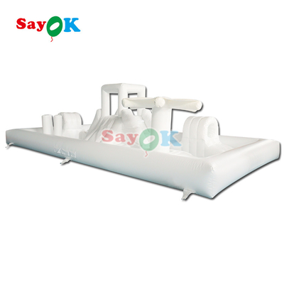 अनुकूलित वाणिज्यिक सॉफ्ट प्ले उपकरण सफेद स्प्लैश पैड inflatable पानी पार्क उछाल महल स्लाइड