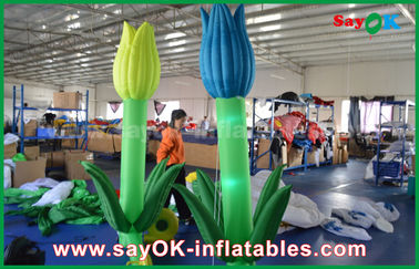 ऑक्सफोर्ड क्लॉथ कस्टम Inflatable उत्पाद, स्टेज सजावट के लिए एलईडी Inflatable डबल फूल