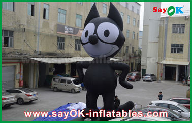 Inflatable विज्ञापन पात्र 6mH ऑक्सफोर्ड कपड़े काले Inflatable कार्टून पात्र, inflatable बिल्ली