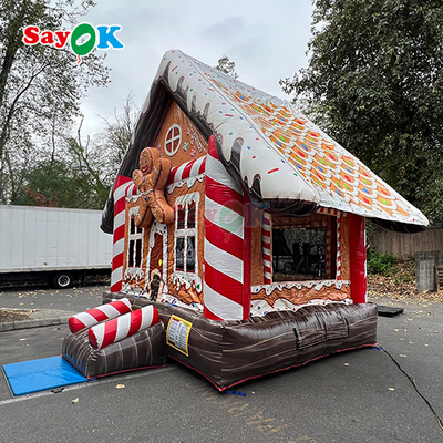 निः शुल्क 3 डी डिजाइन 0.55 मिमी पीवीसी लक्जरी क्रिसमस inflatable उछाल महल जिंजरब्रेड ब्लोअर के साथ उछाल घर