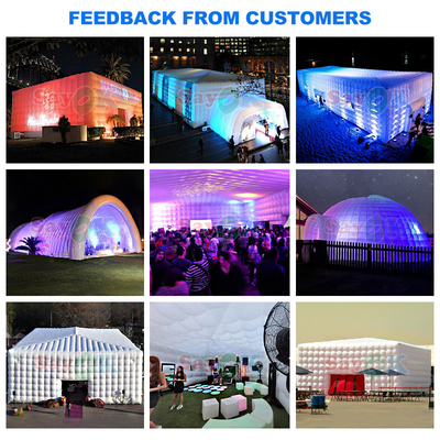 200 लोगों के लिए वाटरप्रूफ ऑक्सफोर्ड क्लॉथ बड़े एलईडी लाइट inflatable पार्टी इवेंट टेंट