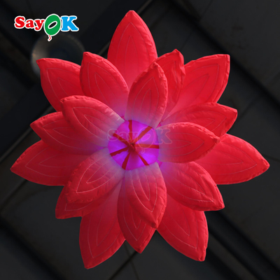 शादी की सजावट के लिए inflatables एलईडी लाइट लटकन inflatable कमल के फूल विज्ञापन मंच
