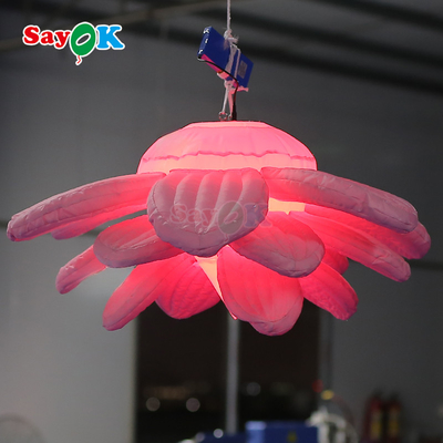 अनुकूलित बैंगनी विशाल लटकती कमल फूल घटना सजावट विज्ञापन के लिए inflatable एलईडी प्रकाश फूल