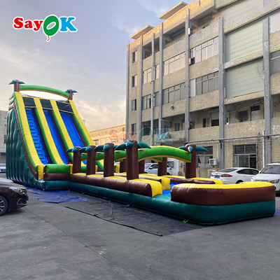वाणिज्यिक ग्रेड inflatable पानी डबल स्लाइड पाम ट्री पानी स्लाइड बच्चों और वयस्कों के लिए inflatable