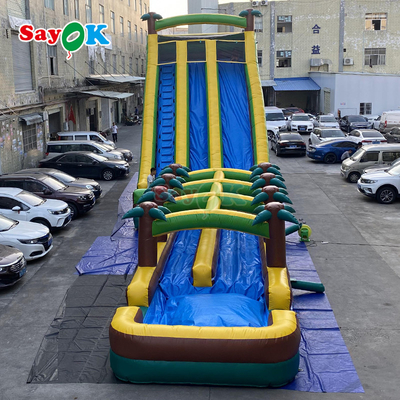 वाणिज्यिक ग्रेड inflatable पानी डबल स्लाइड पाम ट्री पानी स्लाइड बच्चों और वयस्कों के लिए inflatable