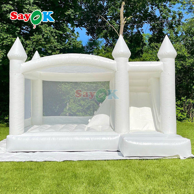 सायक वाणिज्यिक पीवीसी inflatable बाउंसर स्लाइड कॉम्बो सफेद inflatable शादी बाउंस हाउस