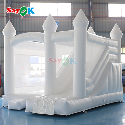 सायक वाणिज्यिक पीवीसी inflatable बाउंसर स्लाइड कॉम्बो सफेद inflatable शादी बाउंस हाउस