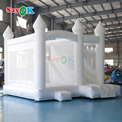 सायक वाणिज्यिक पीवीसी inflatable बाउंसर स्लाइड कॉम्बो सफेद inflatable शादी बाउंस हाउस