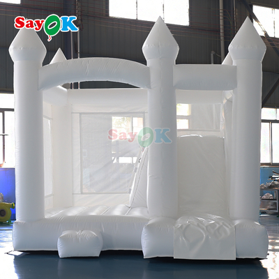 सायक वाणिज्यिक पीवीसी inflatable बाउंसर स्लाइड कॉम्बो सफेद inflatable शादी बाउंस हाउस