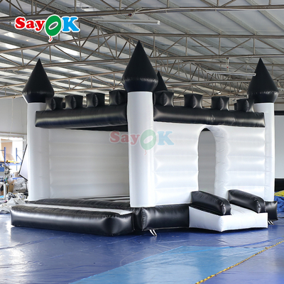 सायक सफेद और काला inflatable बाउंसी कैसल आउटडोर घटनाओं के लिए inflatable बाउंसी हाउस