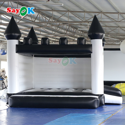 सायक सफेद और काला inflatable बाउंसी कैसल आउटडोर घटनाओं के लिए inflatable बाउंसी हाउस