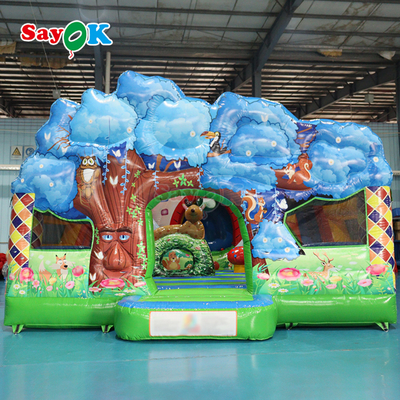 बच्चों के लिए सायक जंगल थीम्ड बाउंसी कैसल inflatable inflatable बाउंसर स्लाइड कॉम्बो