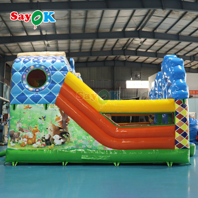 बच्चों के लिए सायक जंगल थीम्ड बाउंसी कैसल inflatable inflatable बाउंसर स्लाइड कॉम्बो