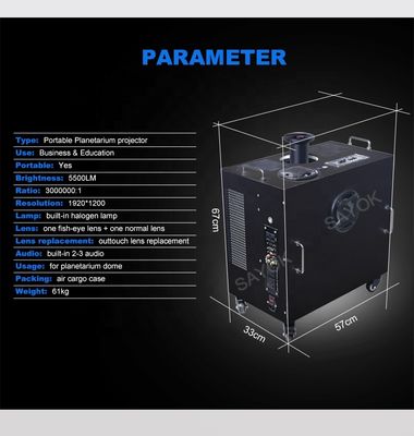 5500LM चमक और 4 व्हील गतिशीलता के साथ 360 डिग्री फुलडोम पोर्टेबल प्लैनेटेरियम प्रोजेक्टर