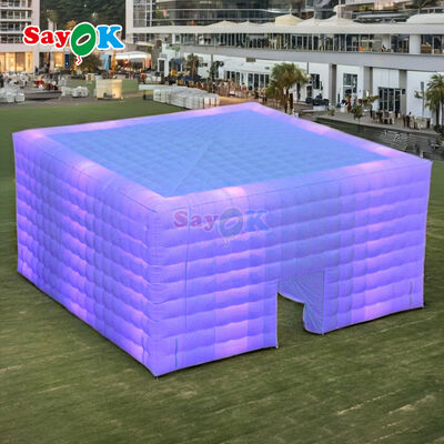 Sayok Customized 100 People White Oxford Fabric Cube Event LED Tents Inflatable Party Tent for Sale